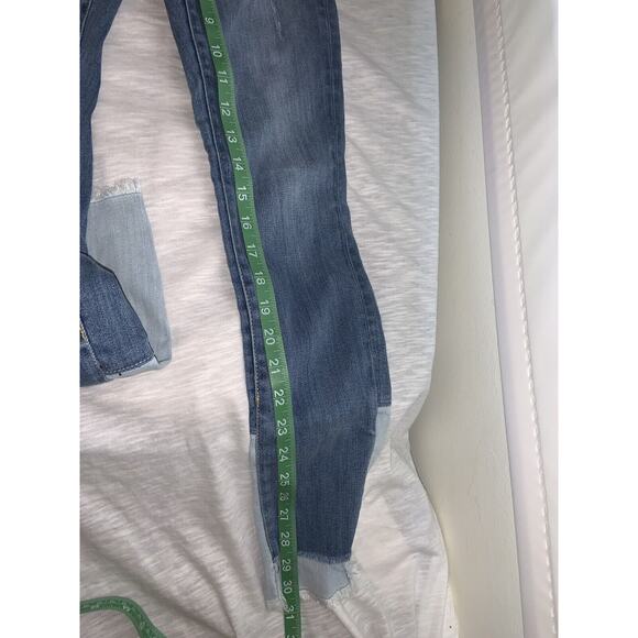 Pilcro And The Letterpress Women's Blue Denim Raw Hem Two Tone Jeans Size 26 - Picture 8 of 8